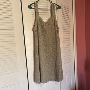 A New Day Tan Crochet Mini Dress
